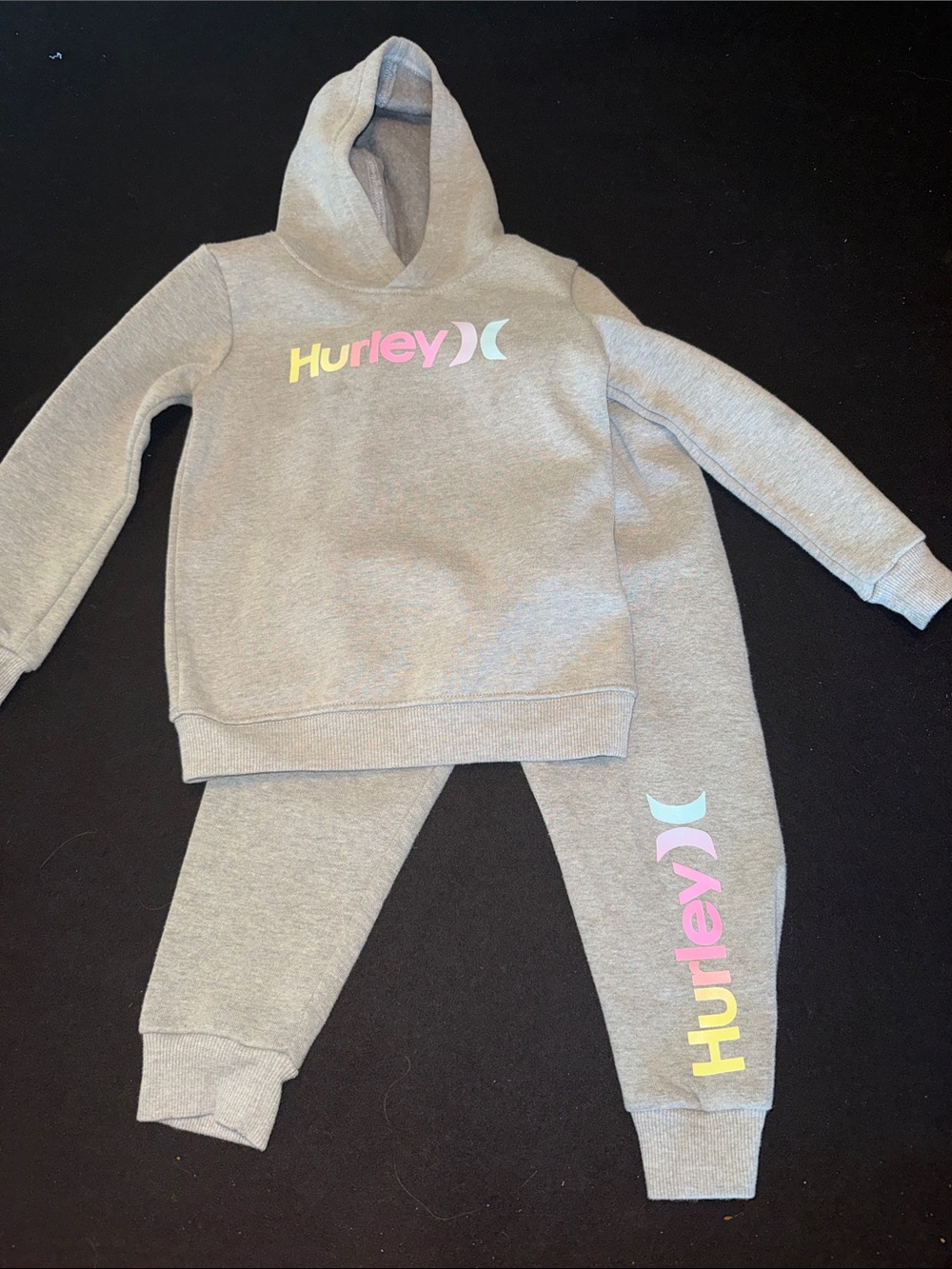 Hurley Gray Hoodie and Jogger Set with Pastel Logo